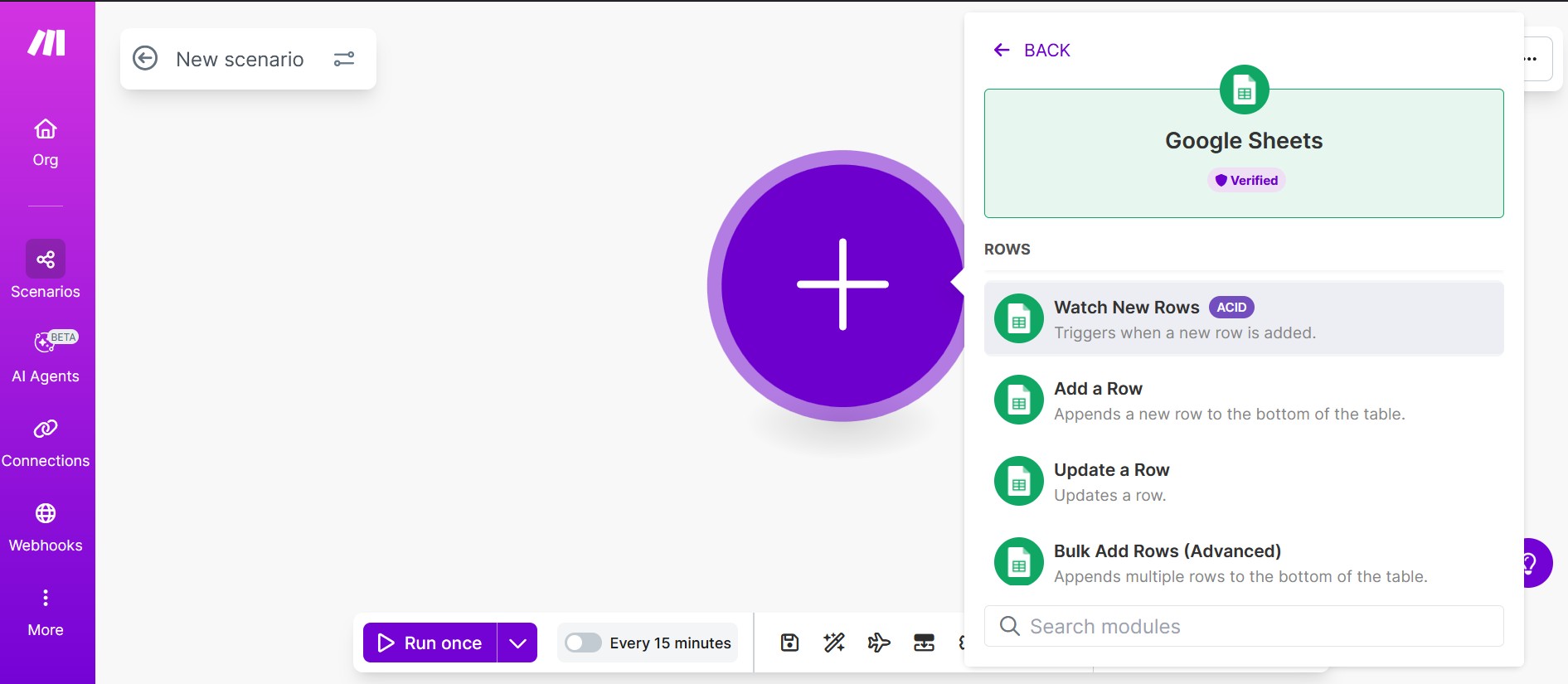 Capture d'acran Make - Ajout d'une app